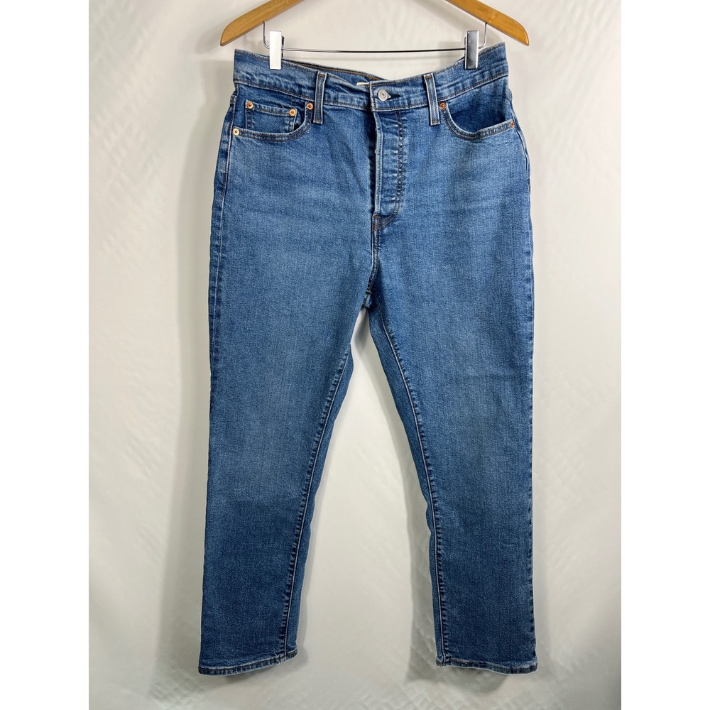 Levi's Wedgie Straight Jeans Womens 32 Medium Wash Blue High Rise 34964-0130